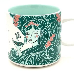 Starbucks Siren Mug 2018 12oz Ceramic White Green Mermaid Art Thailand Iconic